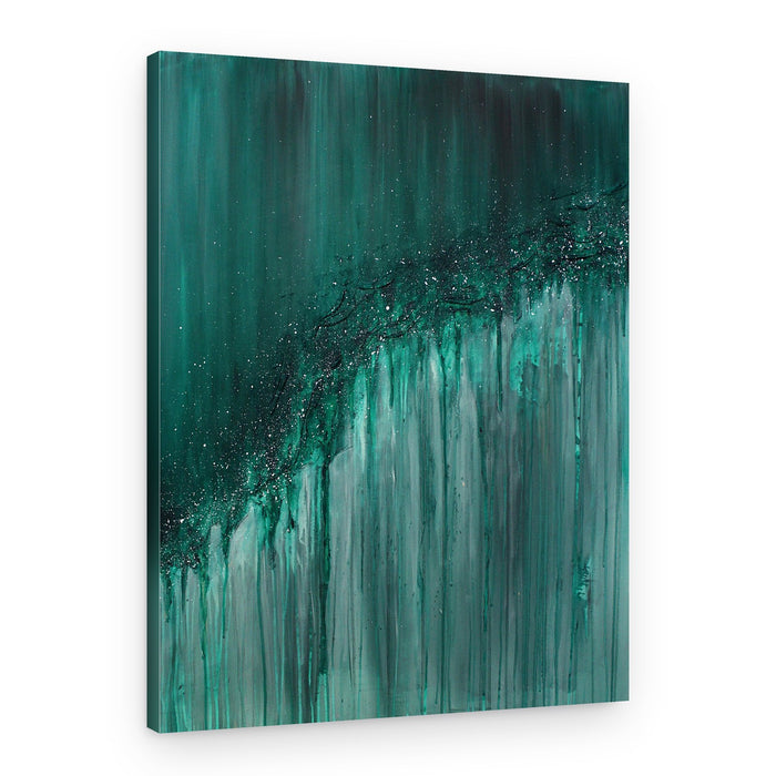 Glittering Teal Cascade – Canvas Print