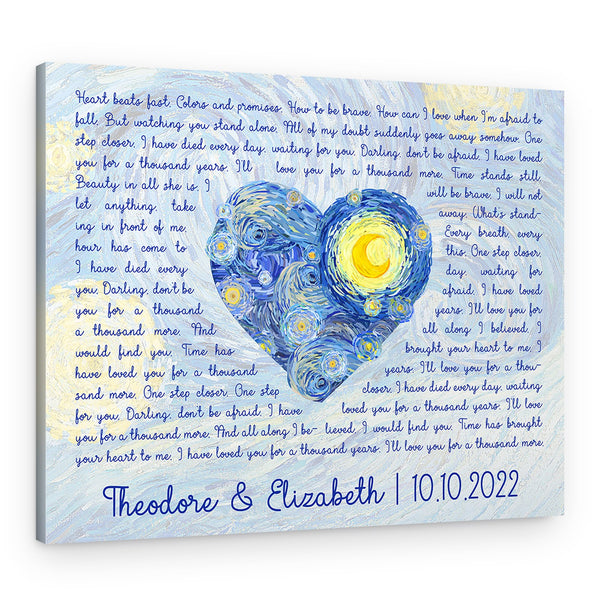 Van Gogh-Inspired The Starry Night Song Lyrics Canvas Print