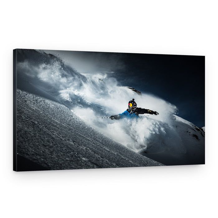 Snowboarder Kicking Powder – Canvas Print