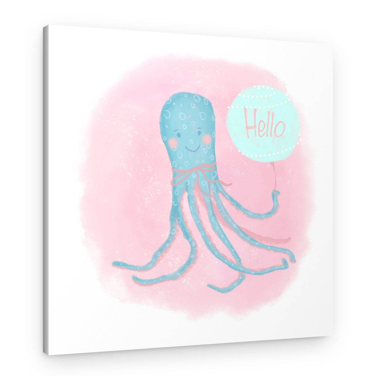 Cute Octopus Hello Balloon – Canvas Print