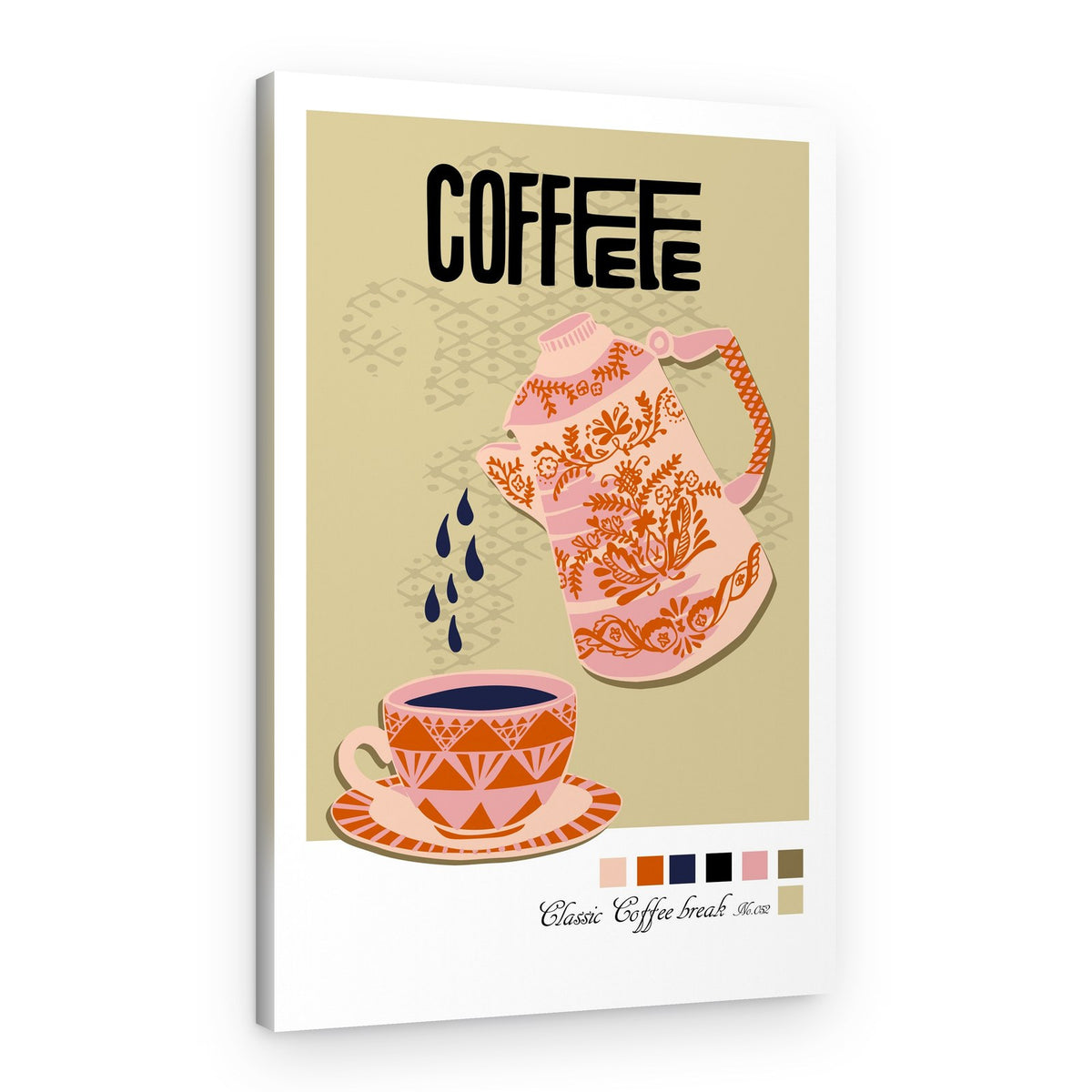 Patterned Coffee Pour – Canvas Print