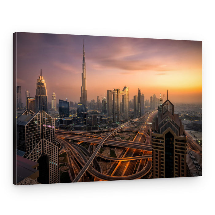 Dubai Evening Glow – Canvas Print