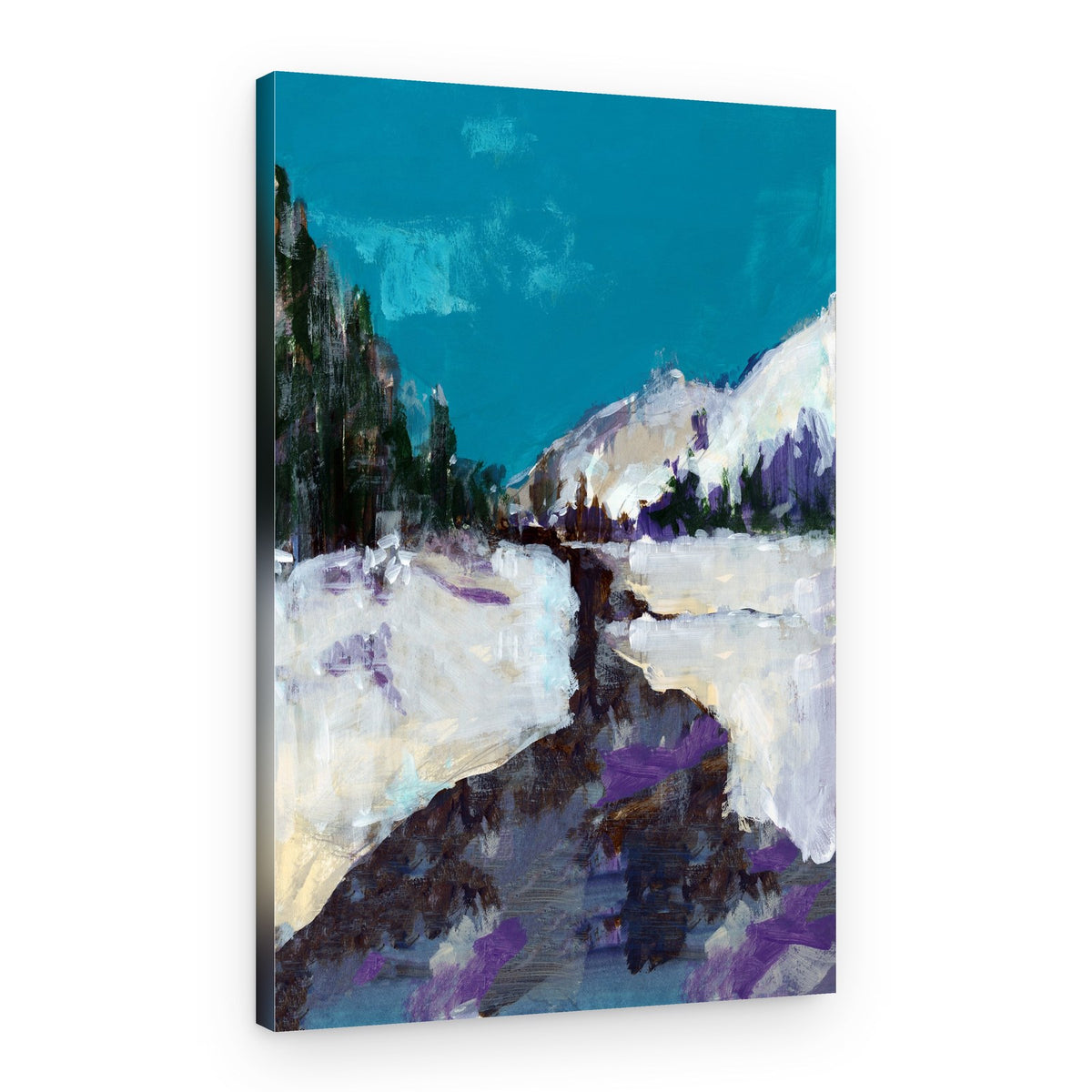 Teal Sky Winter River – Canvas Print