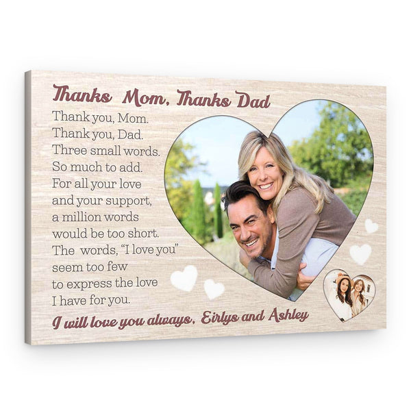 Thank You Mom Thank You Dad Custom Canvas Print