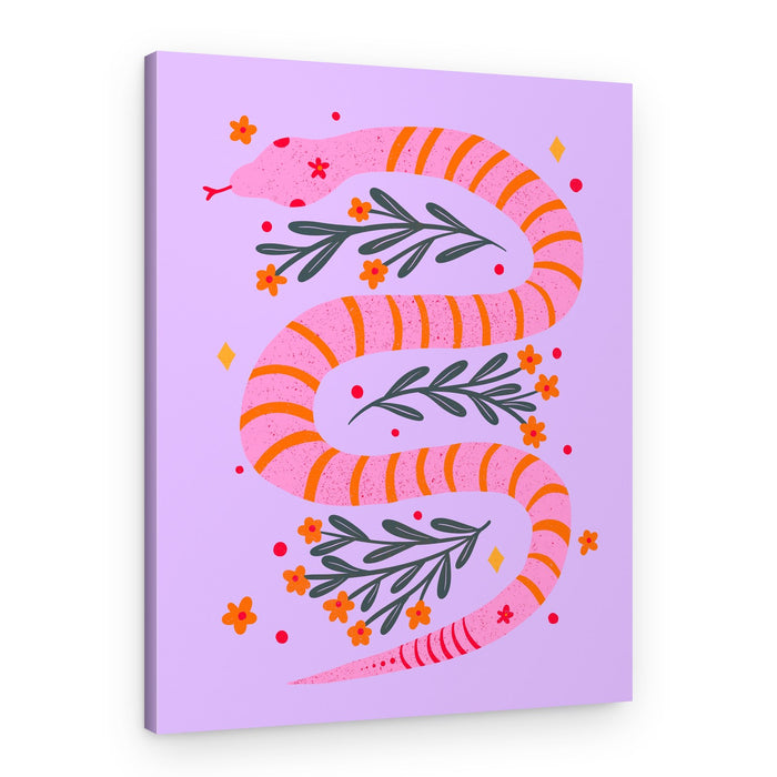 Floral Snake Pink and Orange – Canvas Print