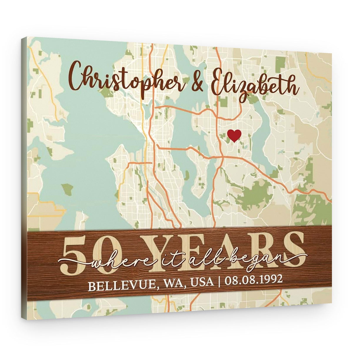 Where It All Began Custom Street Map 50th Anniversary Canvas Print – Canvas Print