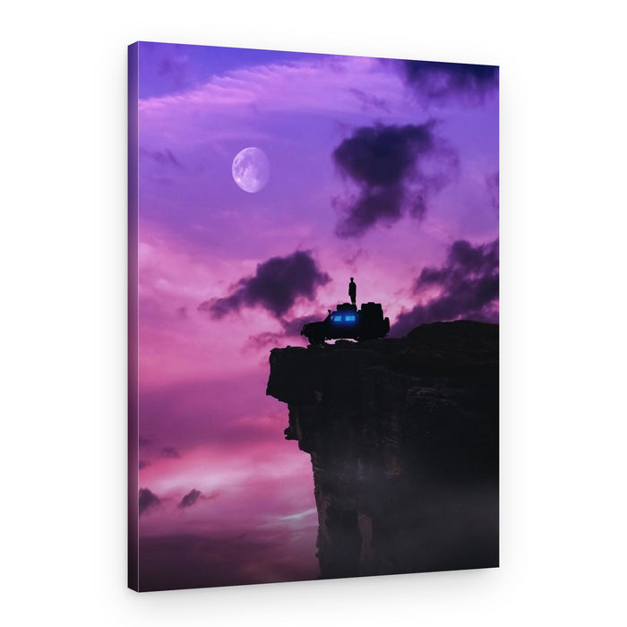 Purple Moon Cliff View – Canvas Print