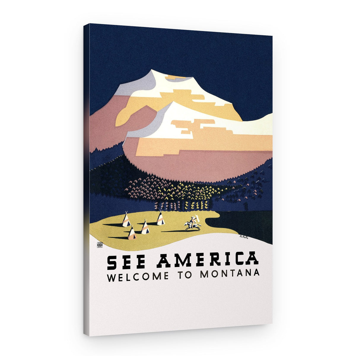See America. Welcome To Montana (1936) Travel Poster By Richard Halls – Canvas Print