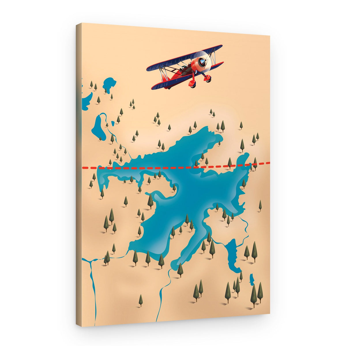 Biplane Travel Map – Canvas Print