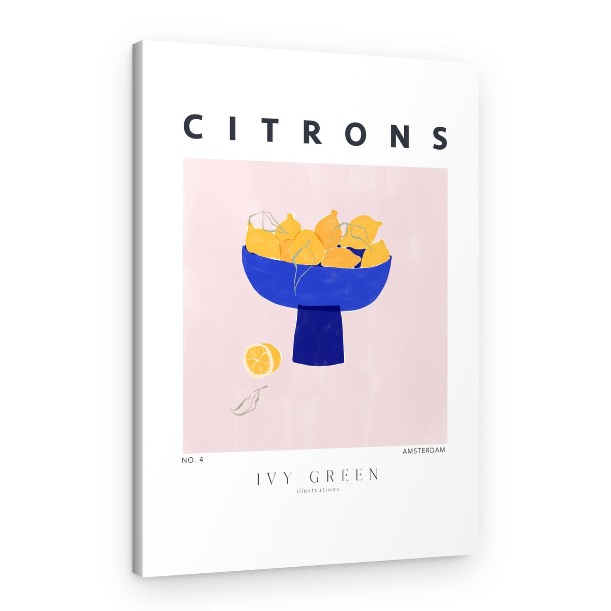 Vibrant Lemons Blue Bowl – Canvas Print