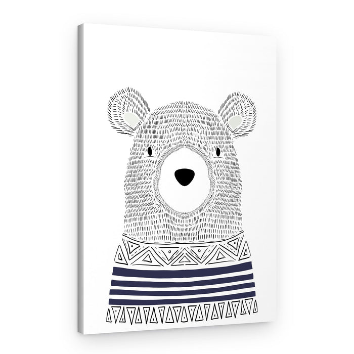Bear In Striped Sweater – Canvas Print