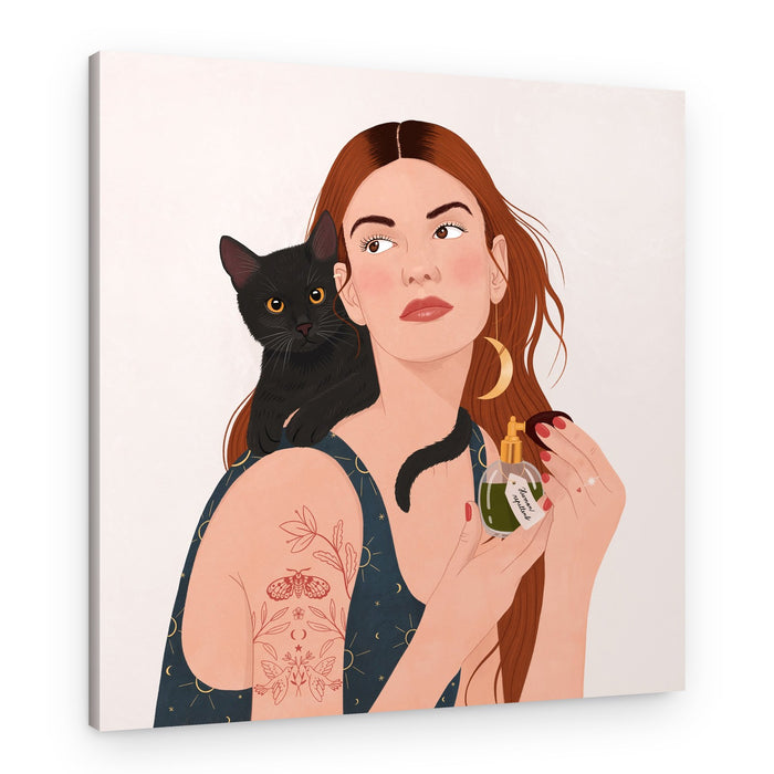 Witchy Woman Black Cat – Canvas Print