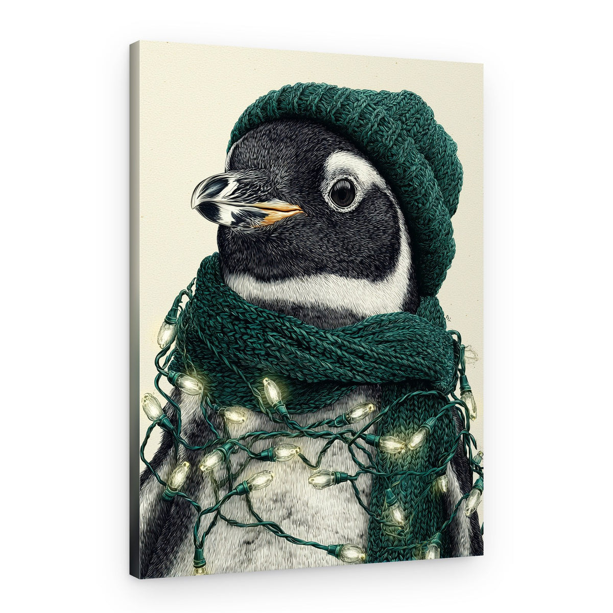 Festive Penguin Portrait – Canvas Print