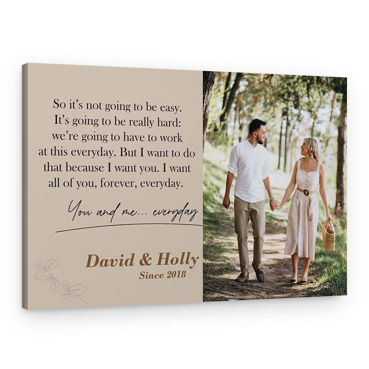 The Notebook Love Quote Personalized Photo Canvas Print – Canvas Print