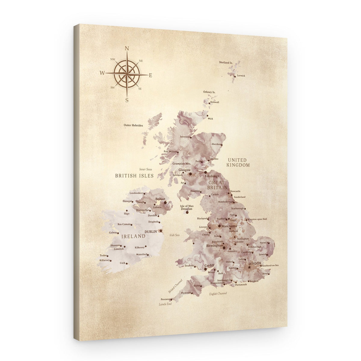 Vintage British Isles Map – Canvas Print