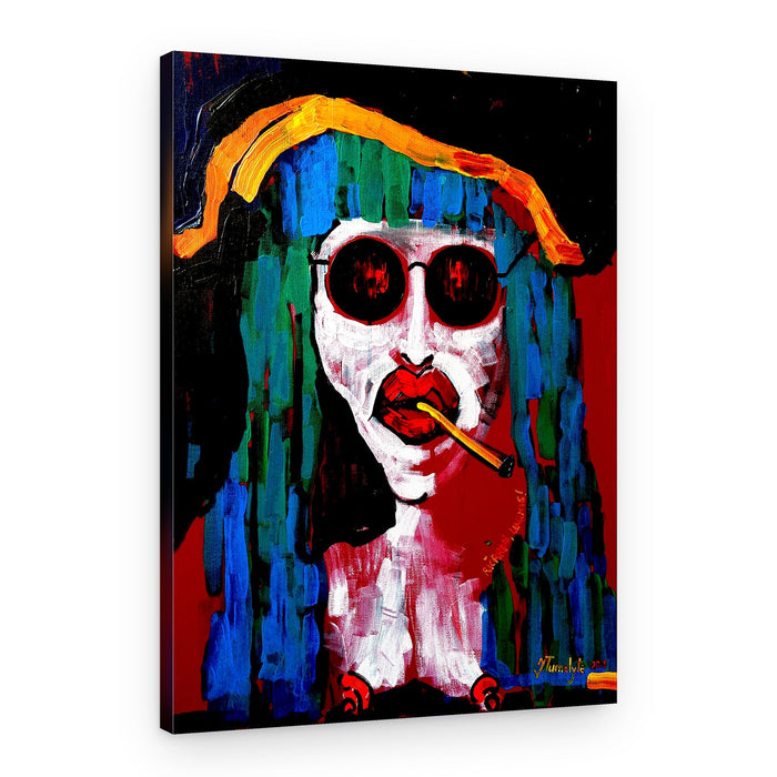 Cool Woman Smoker Portrait – Canvas Print