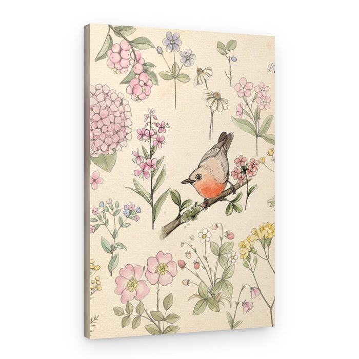 Robin and Wildflowers – Canvas Print