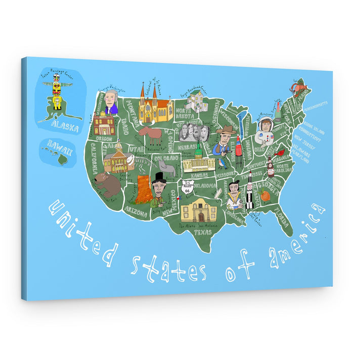 Whimsical USA Map – Canvas Print