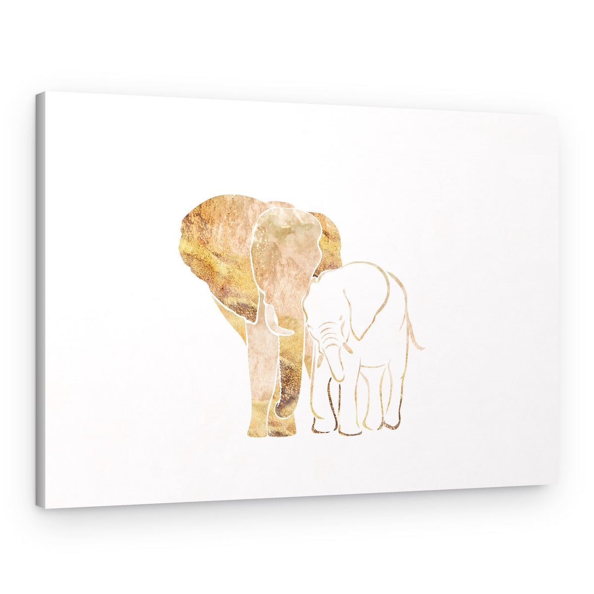 Golden Elephant Family – Canvas Print
