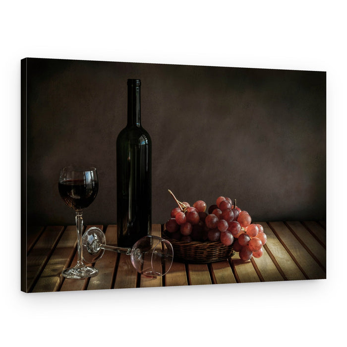 Rustic Wine and Grapes – Canvas Print