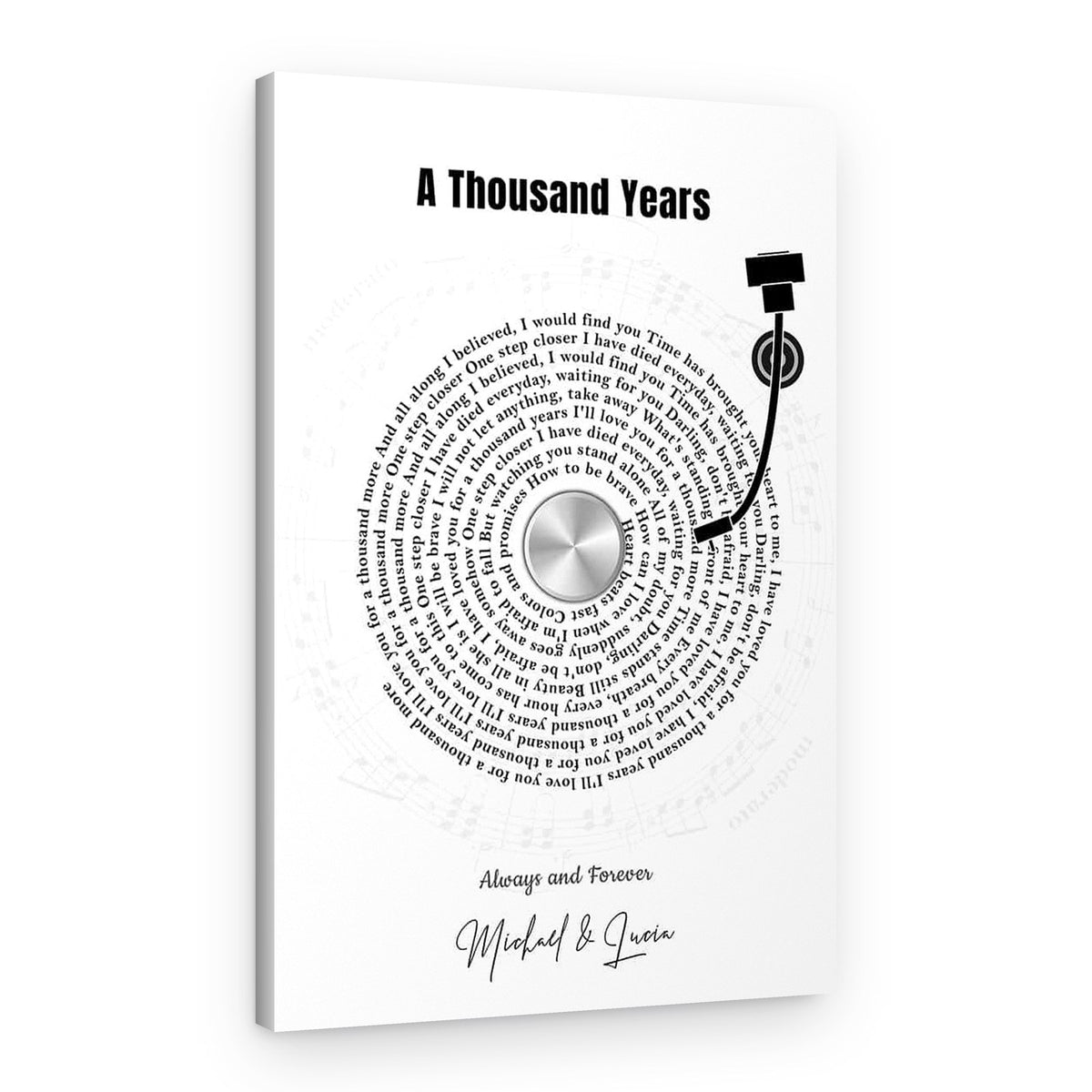 Vinyl Lyrics Anniversary Custom Canvas Print – Canvas Print