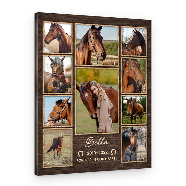 Forever In Our Hearts Custom Horse Photo Collage Canvas Print