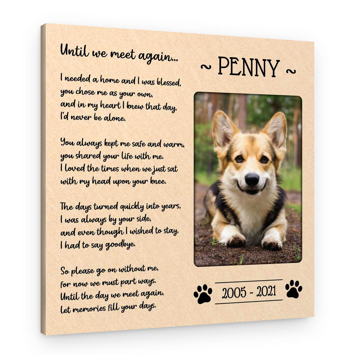 Dog Passed Away Gift Custom Photo Canvas Print – Canvas Print – Design A