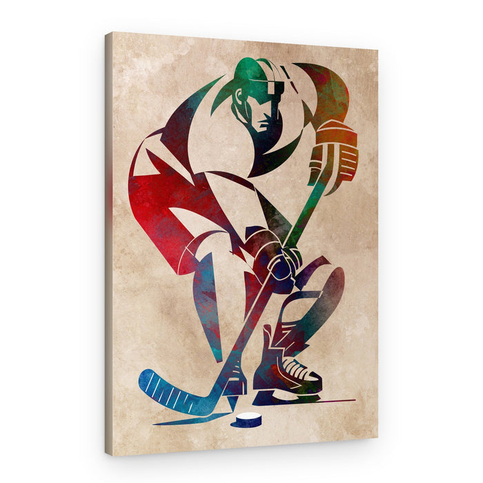 Geometric Hockey Player – Canvas Print