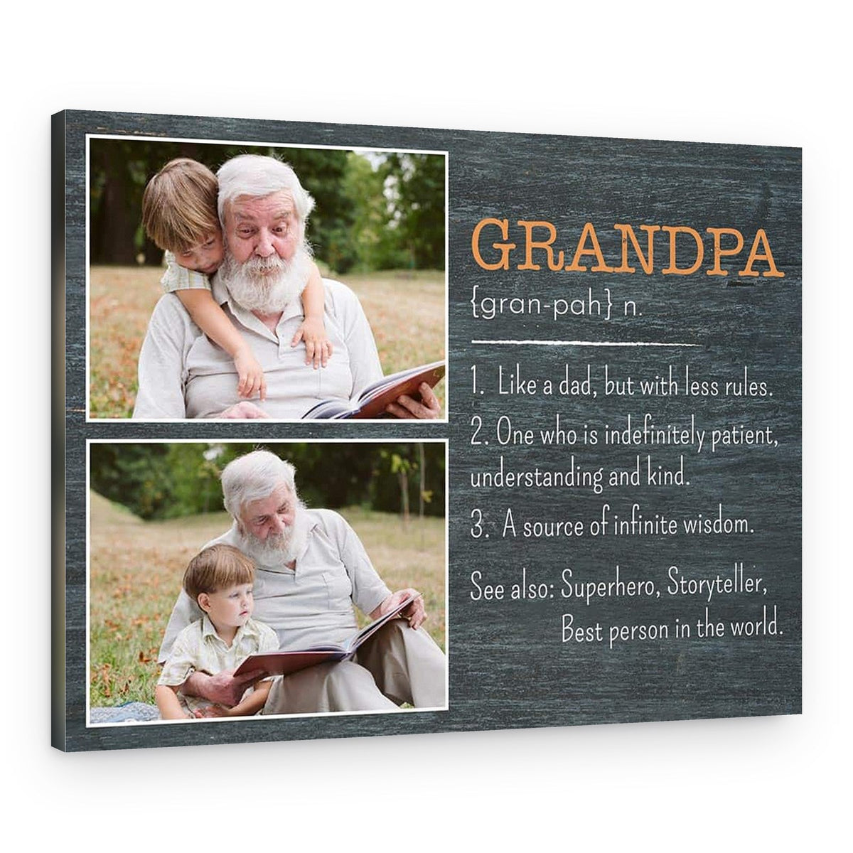 Grandpa Definition Custom Photo Canvas Print – Gift for Grandpa – Canvas Print