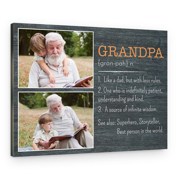 Grandpa Definition Custom Photo Canvas Print – Gift for Grandpa