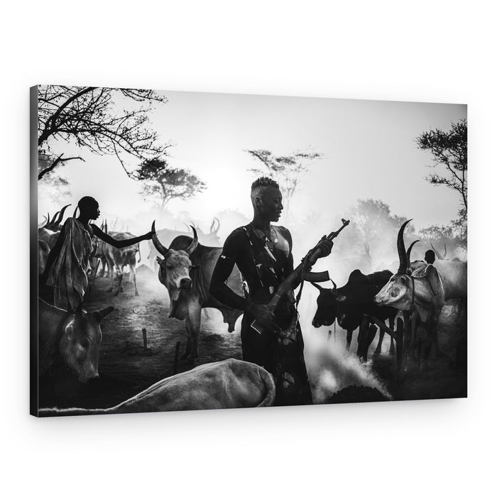 African Herdsman With Rifle – Canvas Print