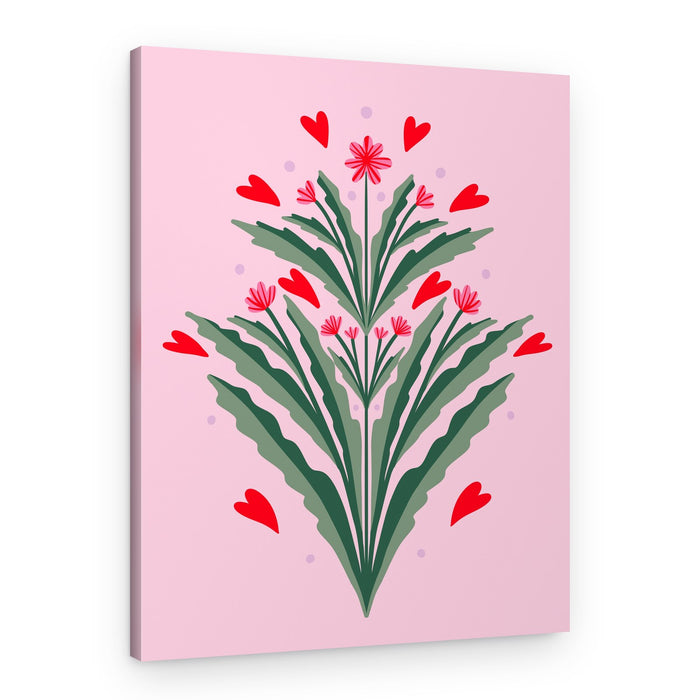 Pink Floral Hearts – Canvas Print