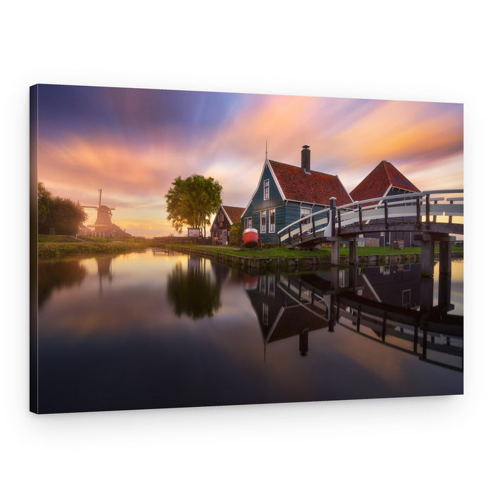 Dutch Canal Sunset – Canvas Print