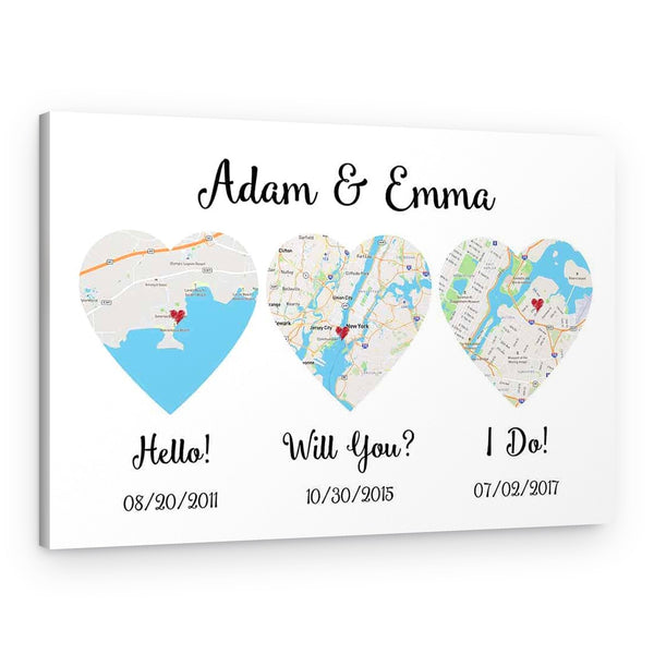 Hello Will You I Do – Standard Style – Map Canvas Print