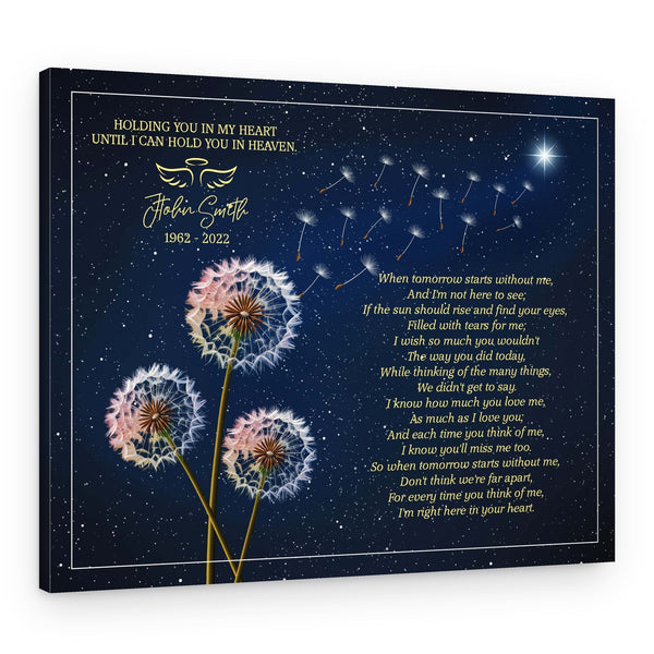 Holding You In My Heart Until I Can Hold You In Heaven Memorial Canvas