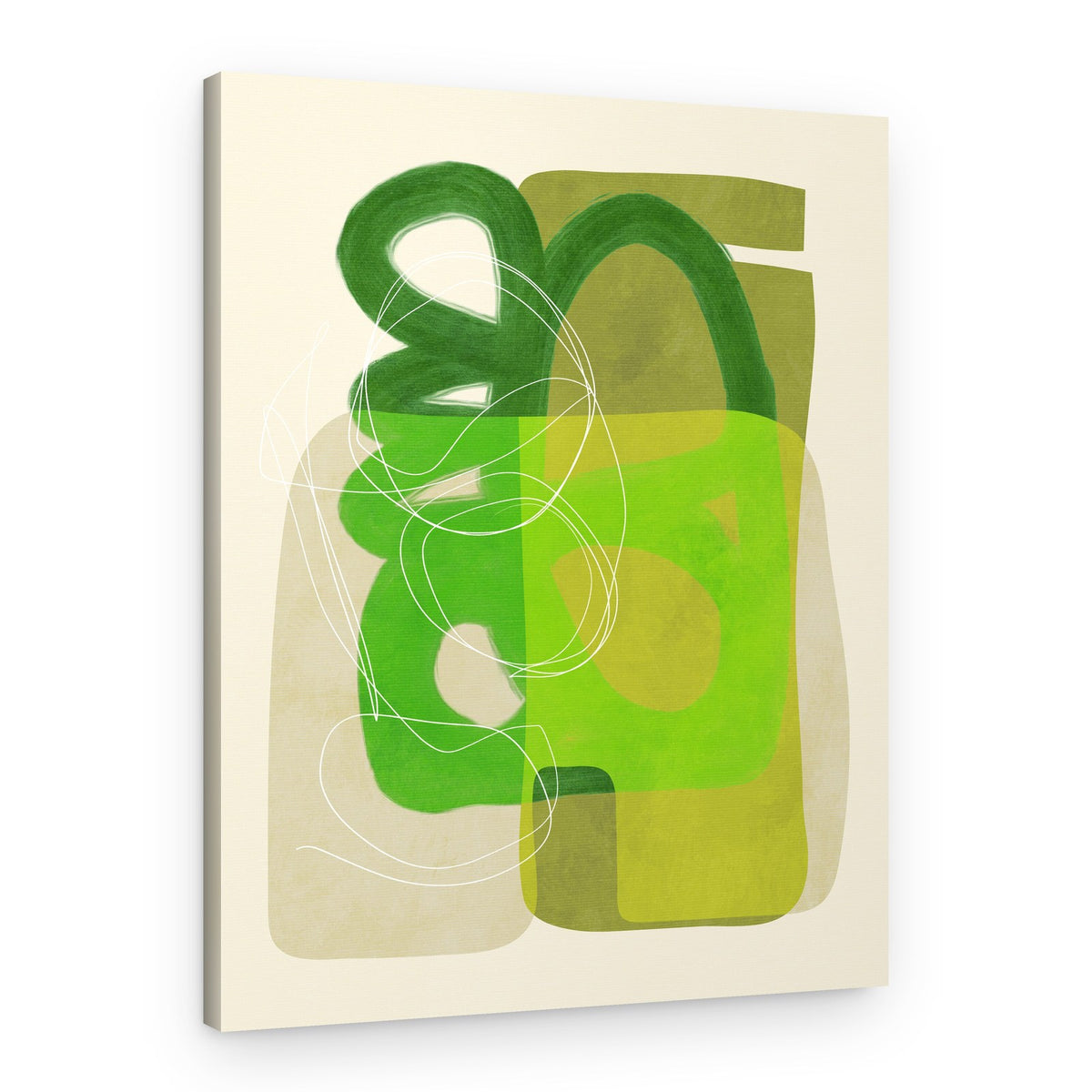 Painted Lines Green Tan 4 Kopie – Canvas Print