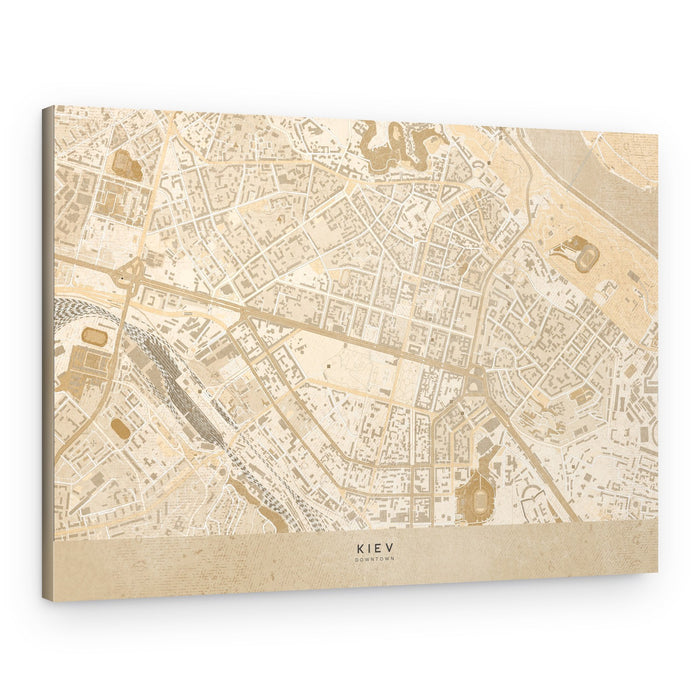 Golden City Map Kiev – Canvas Print