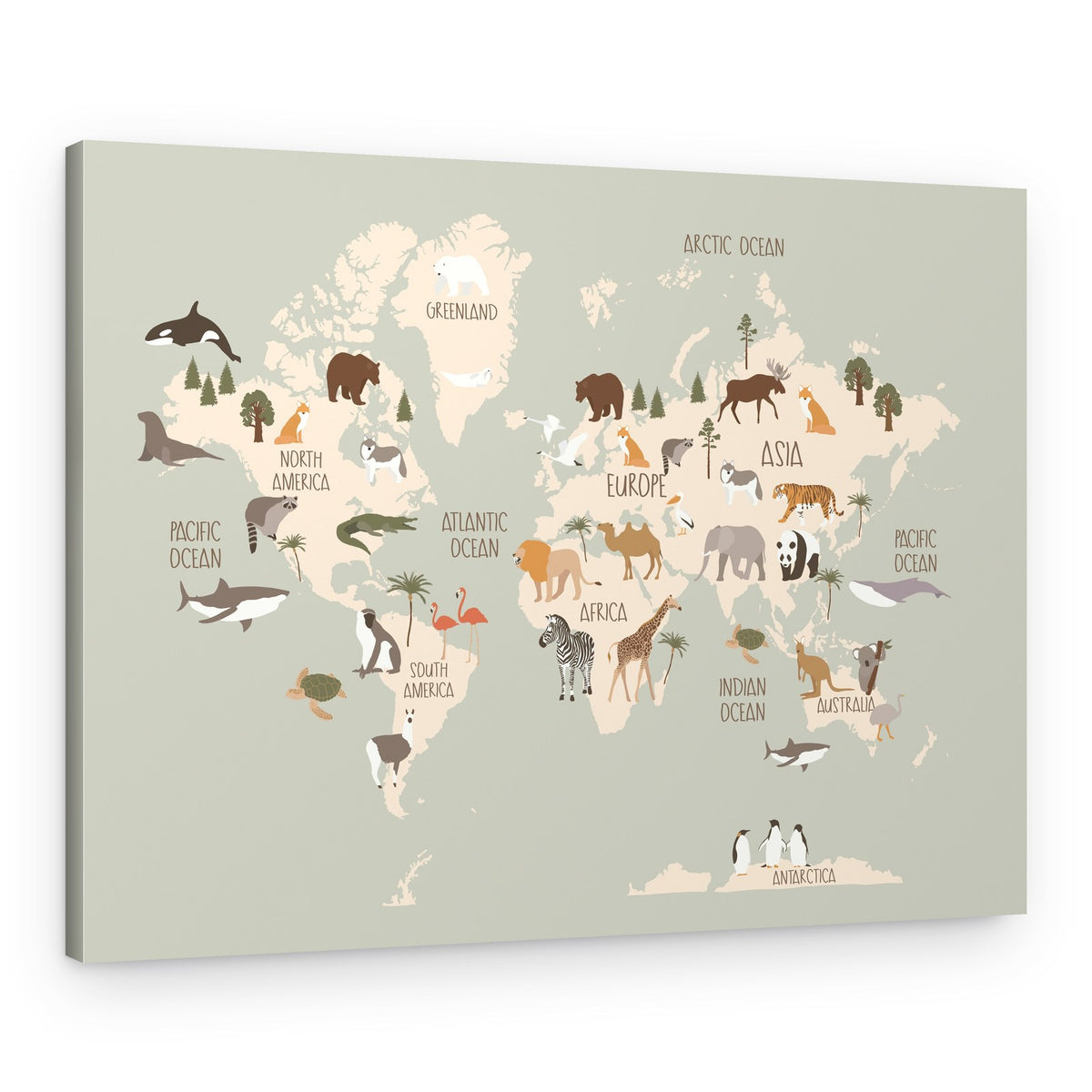 Wildlife World Map – Canvas Print