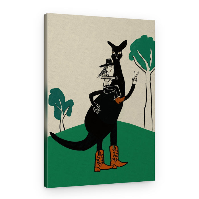 Cowboy Kangaroo Ride – Canvas Print