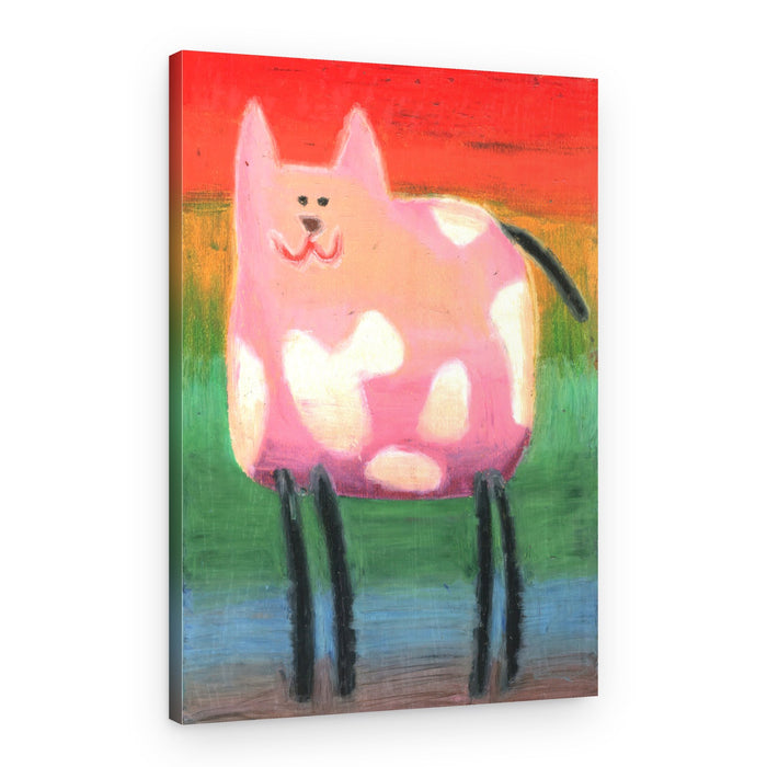 Whimsical Pink Cat – Canvas Print