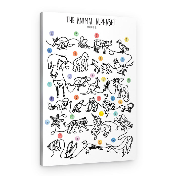 Animal Alphabet Line Art – Canvas Print