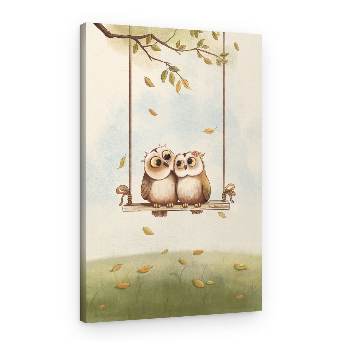 Sweet Owl Couple Swing – Canvas Print