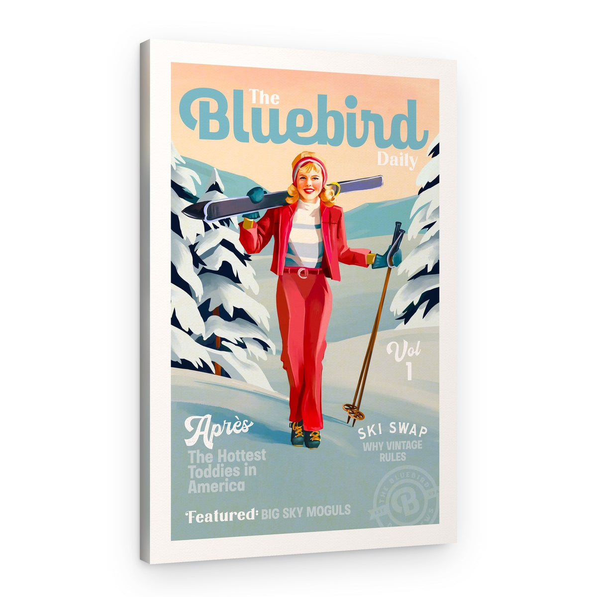 The Bluebird Daily Pinup Ski Art – Canvas Print