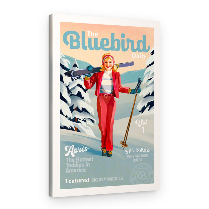 The Bluebird Daily Pinup Ski Art – Canvas Print