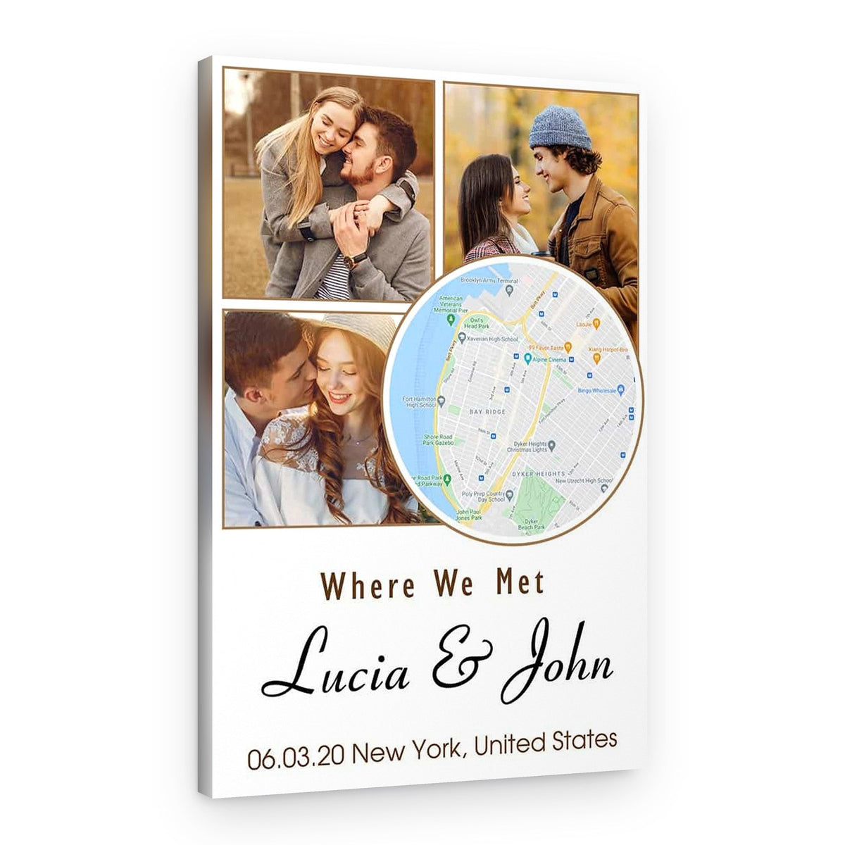 Where We Met Custom Text, Photo and Map Canvas Print – Canvas Print