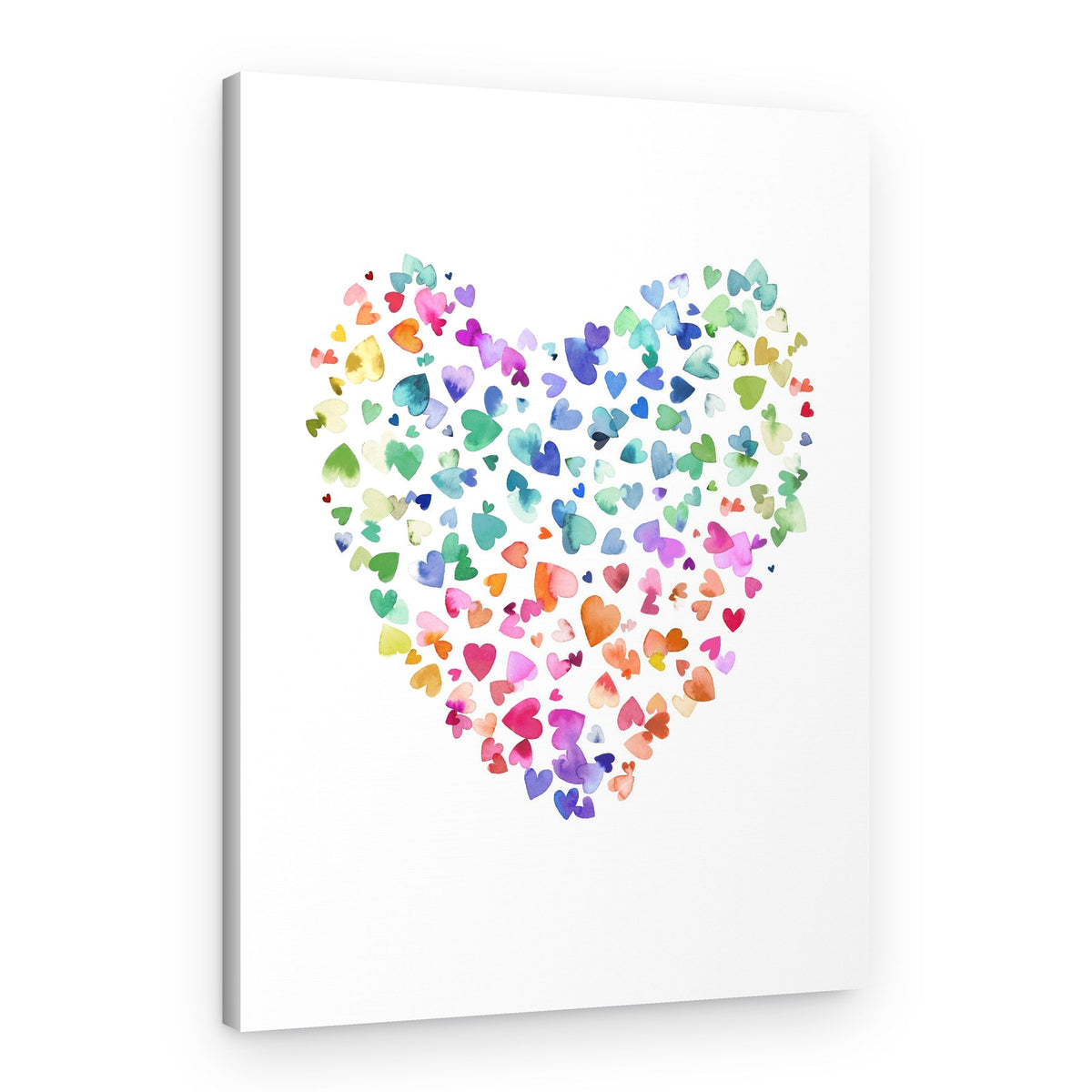 Colorful Watercolor Hearts – Canvas Print