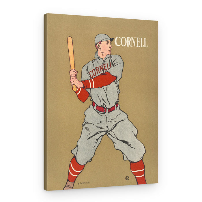 Vintage Drawing of a Baseball Player Holding a Bat – Canvas Print