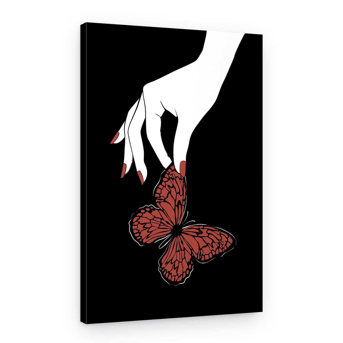 Holding a Red Butterfly – Canvas Print