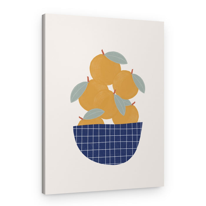 Fresh Oranges Blue Bowl – Canvas Print