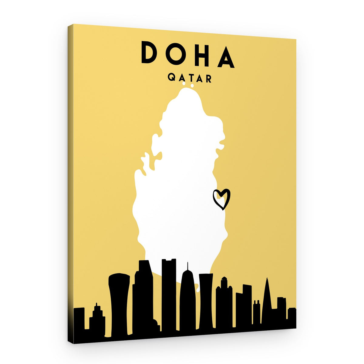 Doha Qatar Map Skyline – Canvas Print